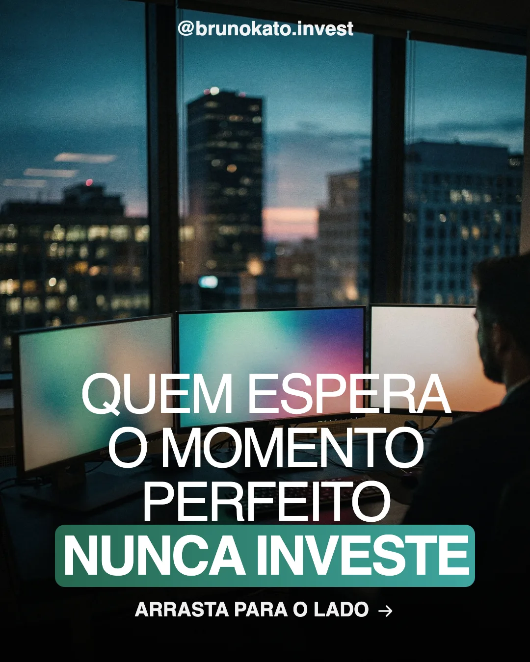 Capa de carrossel de analista de investimentos, com grifo de destaque: “Nunca investe”